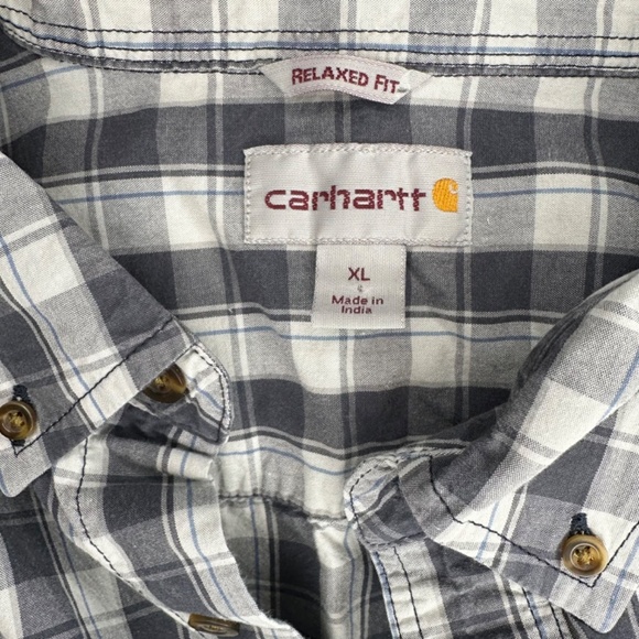 Carhartt Relaxed Fit 100% cotton Short Sleeve Button Up Plaid Top Size‎ XL - Picture 3 of 4